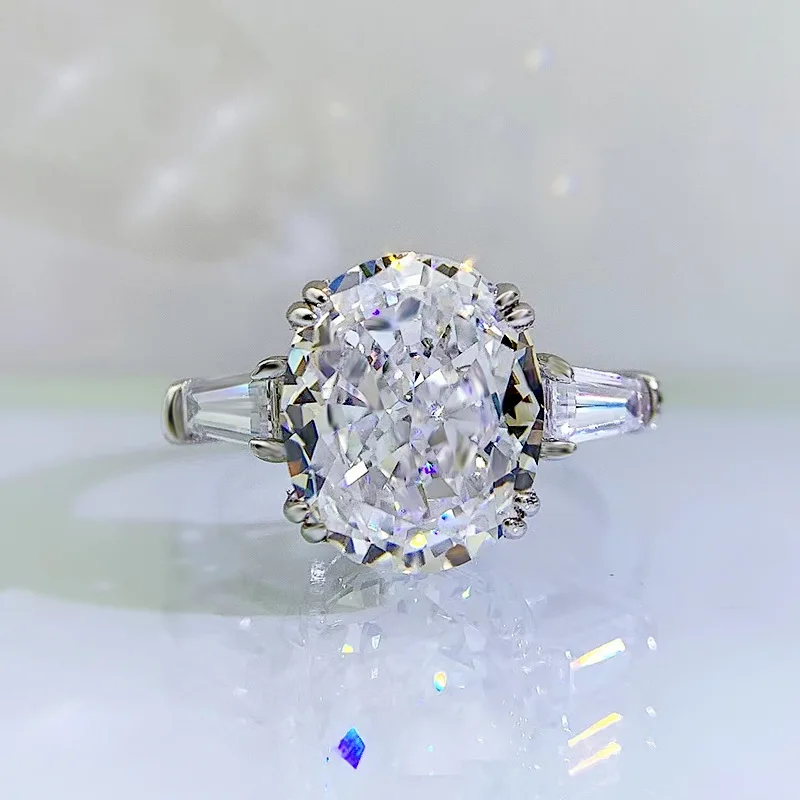 

Luxury Silver 925 Jewelry Wedding Rings 9*11MM Oval Crystals Diamond Fine Jewelry for Woman Party Wedding Engagement Gifts