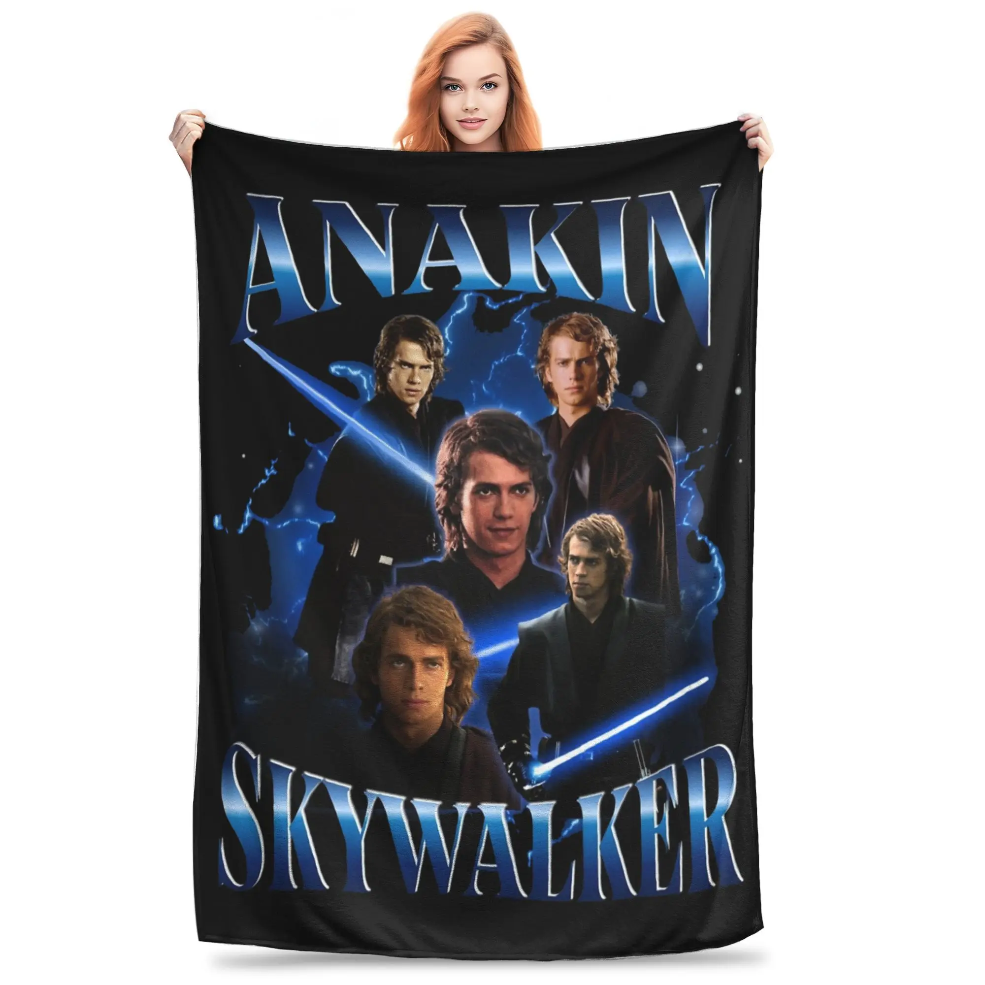 Фото Одеяло Anakin Skywalker Jedi в стиле ретро, коралловое флисовое плюшевое тонкое одеяло с принтом для дивана, дивана, плюшевое тонкое одеяло №1