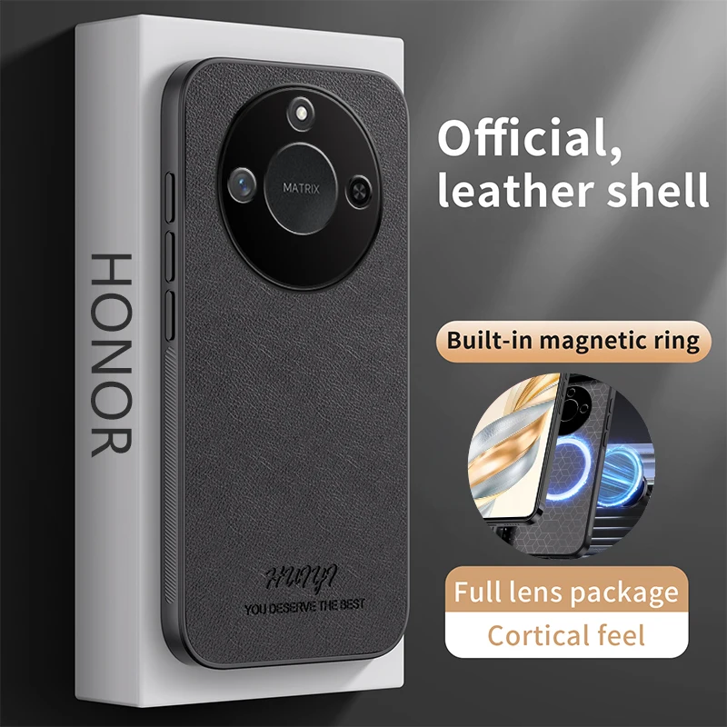 Чехол для Huawei Honor X60 Pro кожаный автомобильный магнитный держатель силиконовый