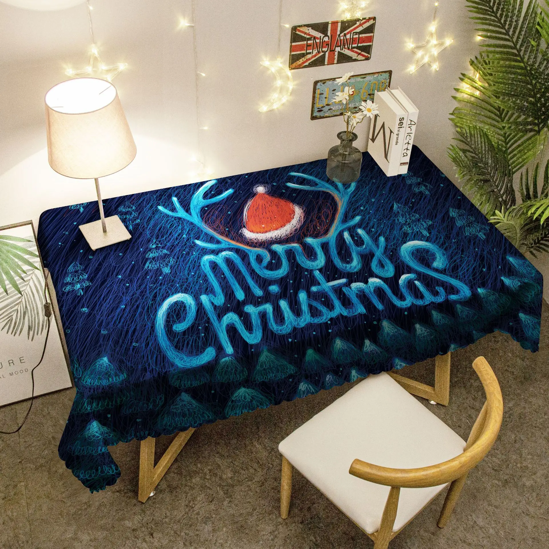 

Christmas Decoration Linen Tablecloth for Party Decor Anti-stain Rectangular Tablecloths Dining Table Cover Table Cloth Mat