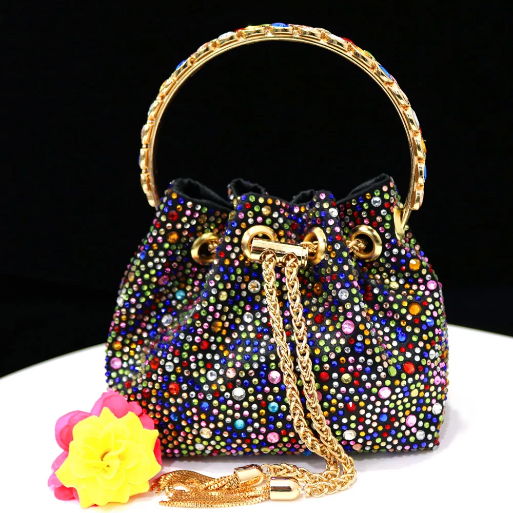 Venus Chan 2023 Italian Design Luxury Women's Shoes And Bag Set, Full Diamond Decoration Metal Closure Bag