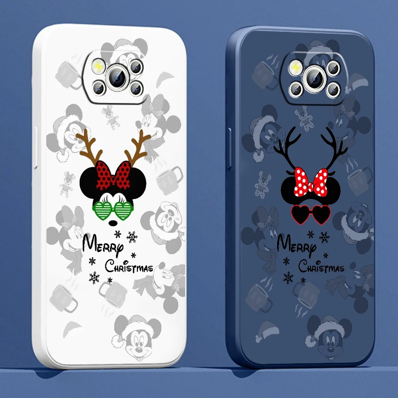 

Liquid Rope Funda Cute Mickey Minnie Christmas Phone Case For Xiaomi Mi Poco X4 X3 C40 C3 M4 M3 F4 F3 GT Pro NFC 5G Soft Cover
