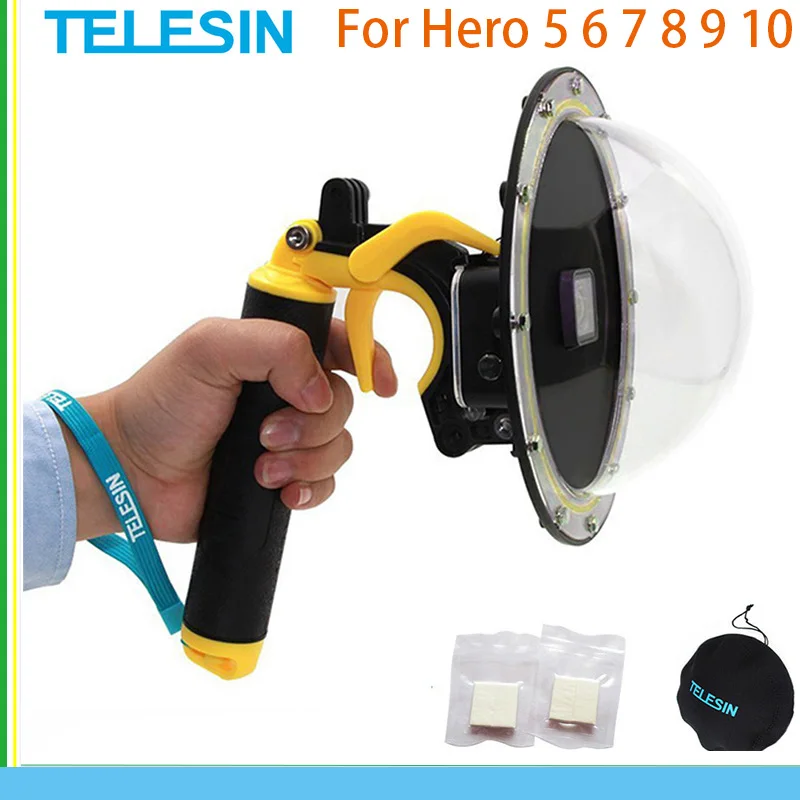 

TELESIN 6'' Dome Port 30M Waterproof Case Housing for GoPro Hero 5 6 7 Black For Hero 8 9 10 Trigger Dome Cover Lens Accessories