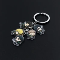 anime attack on titan keychain double sided cartoon figure captain allen acrylic key chain cosplay prop pendant accessories