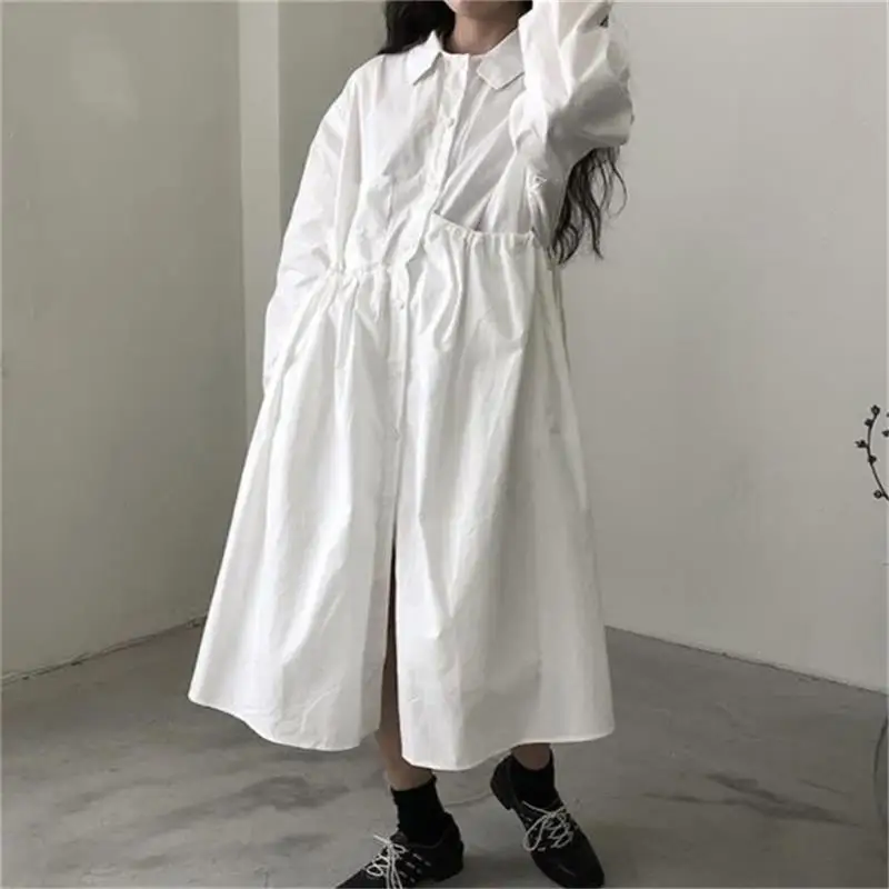 Ladies Long Sleeve Shirt Dress Spring And Autumn New Temperament Urban Youth Fashion Casual Large Skirt