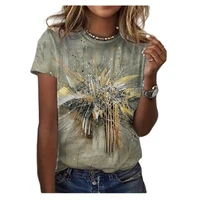 womens summer short sleeve t shirt 3d printing oil painting round neck casual fashion casual street y2k top accessories