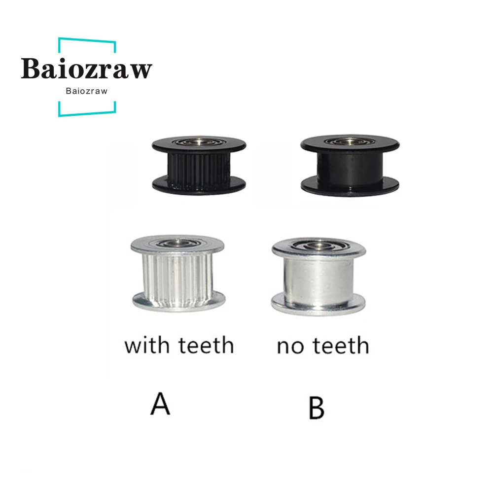 

2GT Pulley H Type Wheel Driven Perlin Idler Black/silver GT2 20T Bore 3/5/6/8mm Width10mm 3D Printer Aluminum Timing Pulley