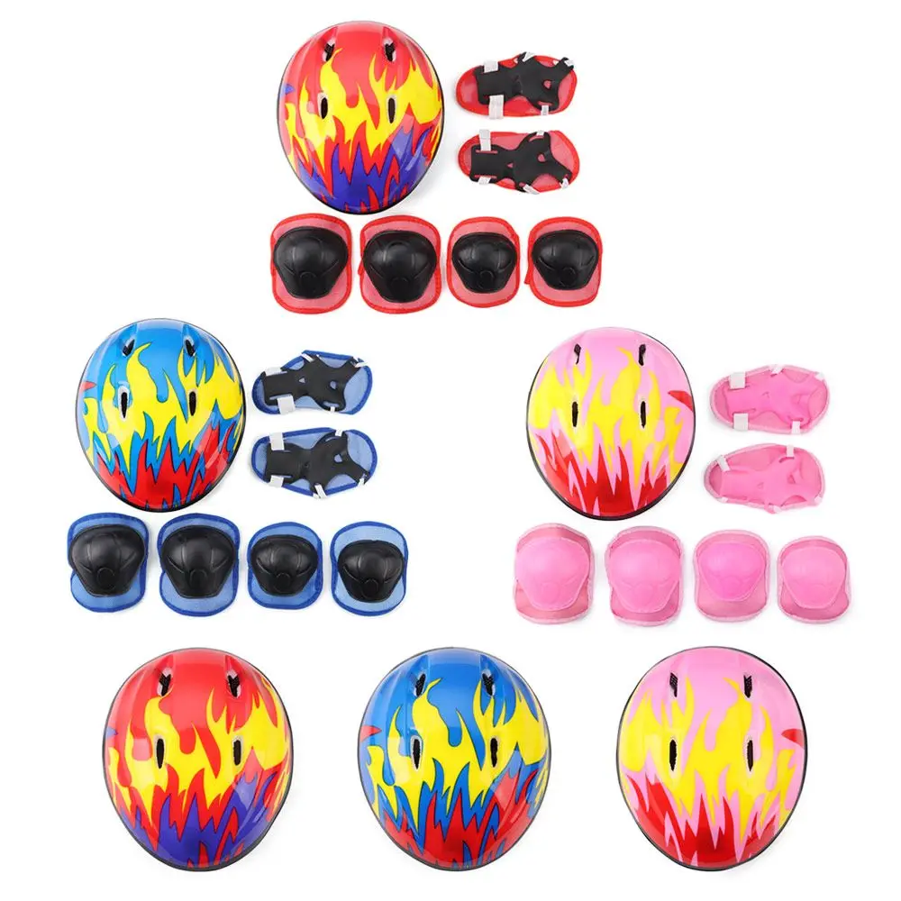 

Safe Outdoor Protection Anti-Fall Children's Protective Gear Set Knee Pads And Elbow Pads Children's Helmet Cycling