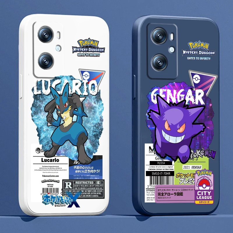 

Phone Case For OPPO Find X6 X5 X3 Lite A96 A94 A93 A77 A76 A74 A72 A57 A53S A16 5G Pokemon Mewtwo Gengar Lucario Liquid Rope