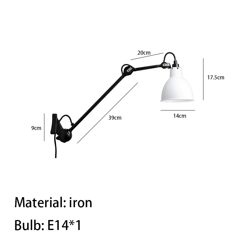 

Винтажный настенный светильник IWP E14 черный/желтый/хром/белый/серый