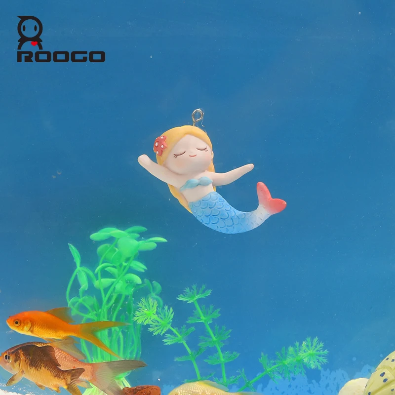 

Roogo Latest Design Resin Mermaid Figurines Fish Tank Landscape Type Ornamental Aquarium Lovely Decor Gifts