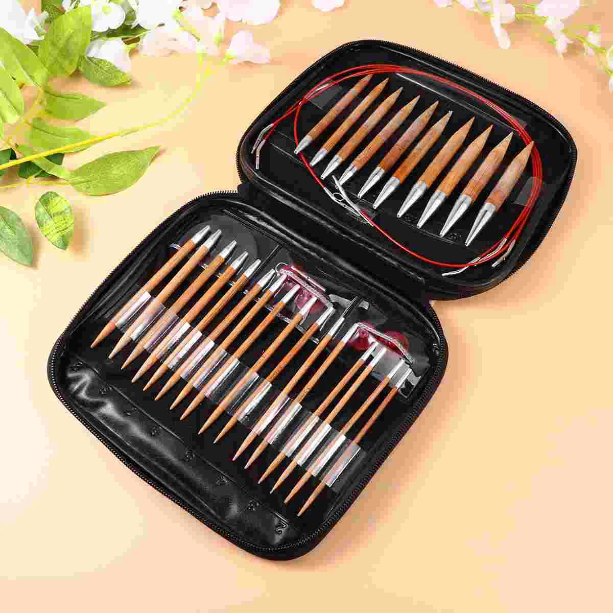 

Knittingcrochet Weaving Kit Set Needle Wooden Hook Yarn Case Kntting Pointed Doubleround Pin Hand Diy Srochet Craft Safetyweave