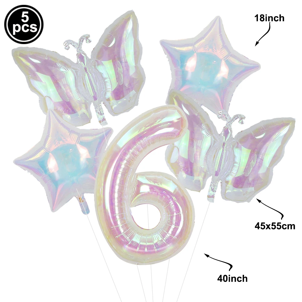 

Фольгированные воздушные шары с бабочками для девочек, декор на день рождения, 40-дюймовый номер, лазер, красочные прозрачные воздушные шары-бабочки, тематический декор для вечеринок с бабочками