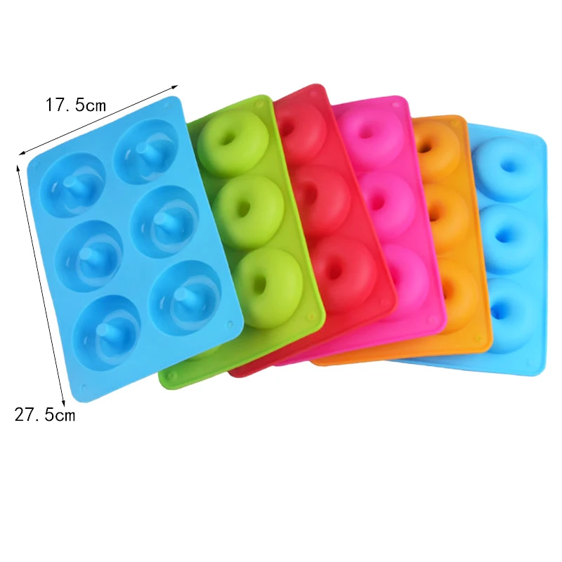 

6 Cavity Donuts Mold Non Stick 3D Baking Dessert Non Stick Moulds Heat Resistant Reusable Bakery Pan Kitchen Tools Wedding Decor