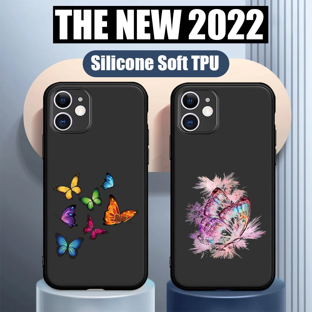 

Butterfly Pattern cute soft silicone Silicone Cover for IPhone 13 12 Pro Max 6S 7 8 SE 2020 Plus X XS XR 11 Pro Max Phone Case