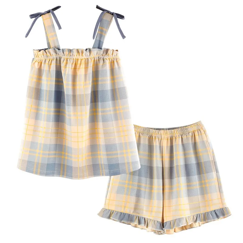 2022 New Pajamas for Women's Spring and Summer Nightdress Sleepwear Sling Princess Style Home Service Suit Can Be Worn Outside