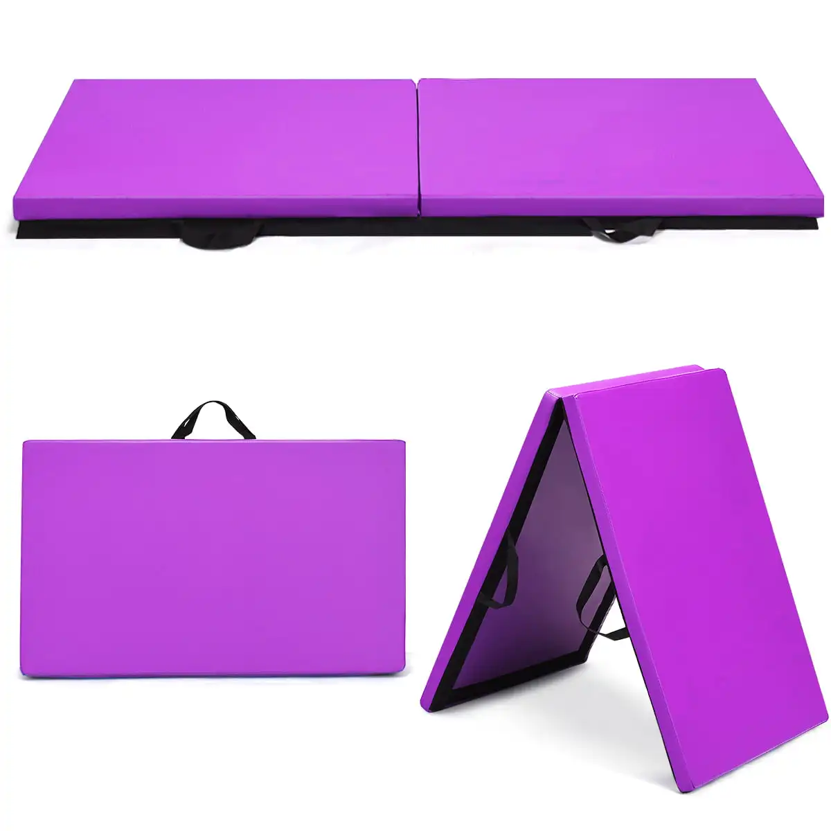 

6''x 2''Gymnastics Yoga Mat Thick Two Folding Panel Gym Purple