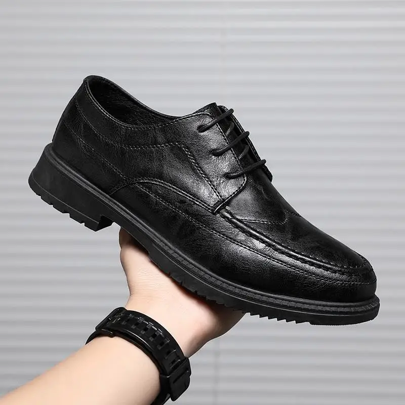 

Black Leather Shoes Men's Business Formal Wear Casual Autumn Men's Leather Shoes Small Size and plus Size Men's Shoes 45 46 Si