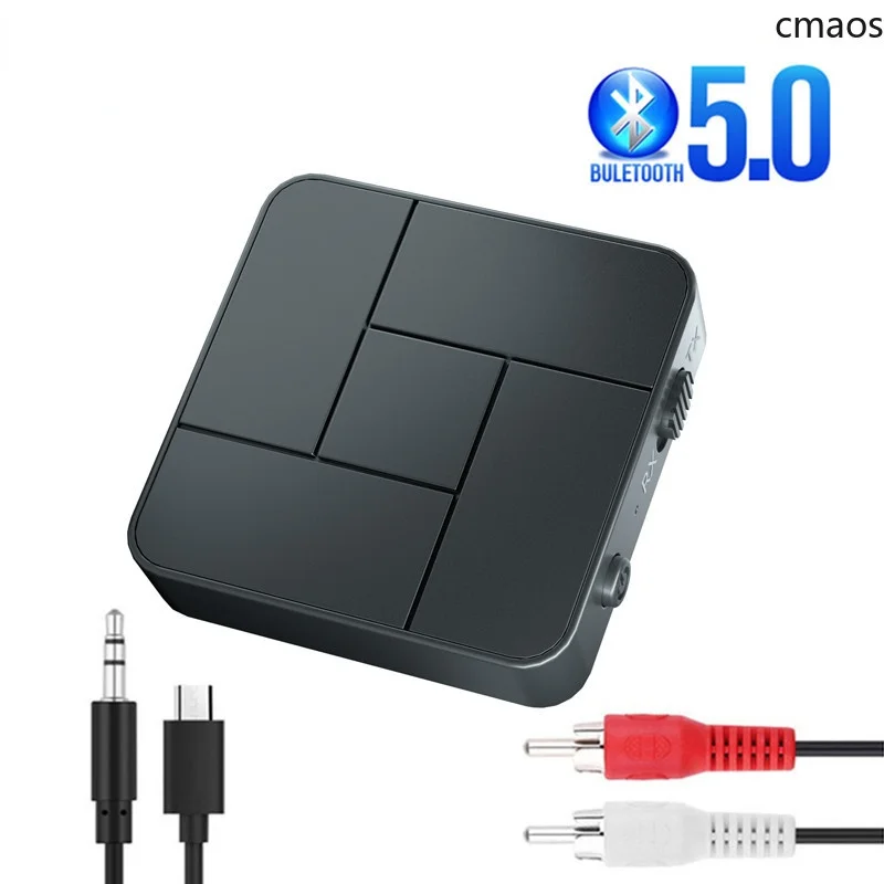 

Bluetooth 5.0 Audio Receiver Transmitter 3.5mm AUX Jack RCA USB Dongle Stereo Wireless Adapter with Mic For Car TV PC Headphone