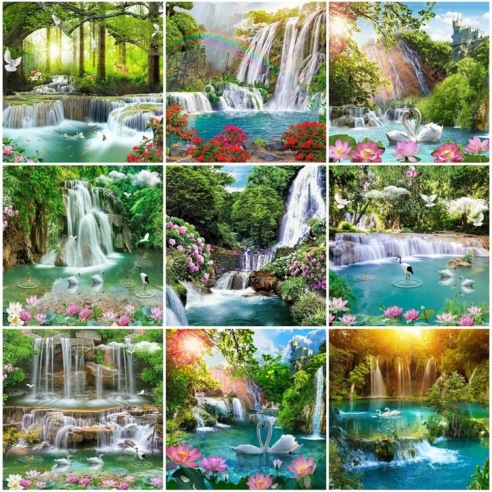 

JIEME Diamond Painting Full Drill Round Landscape 5D DIY Diamond Embroidery Natural SceneryPicture of Rhinestone Home Decor