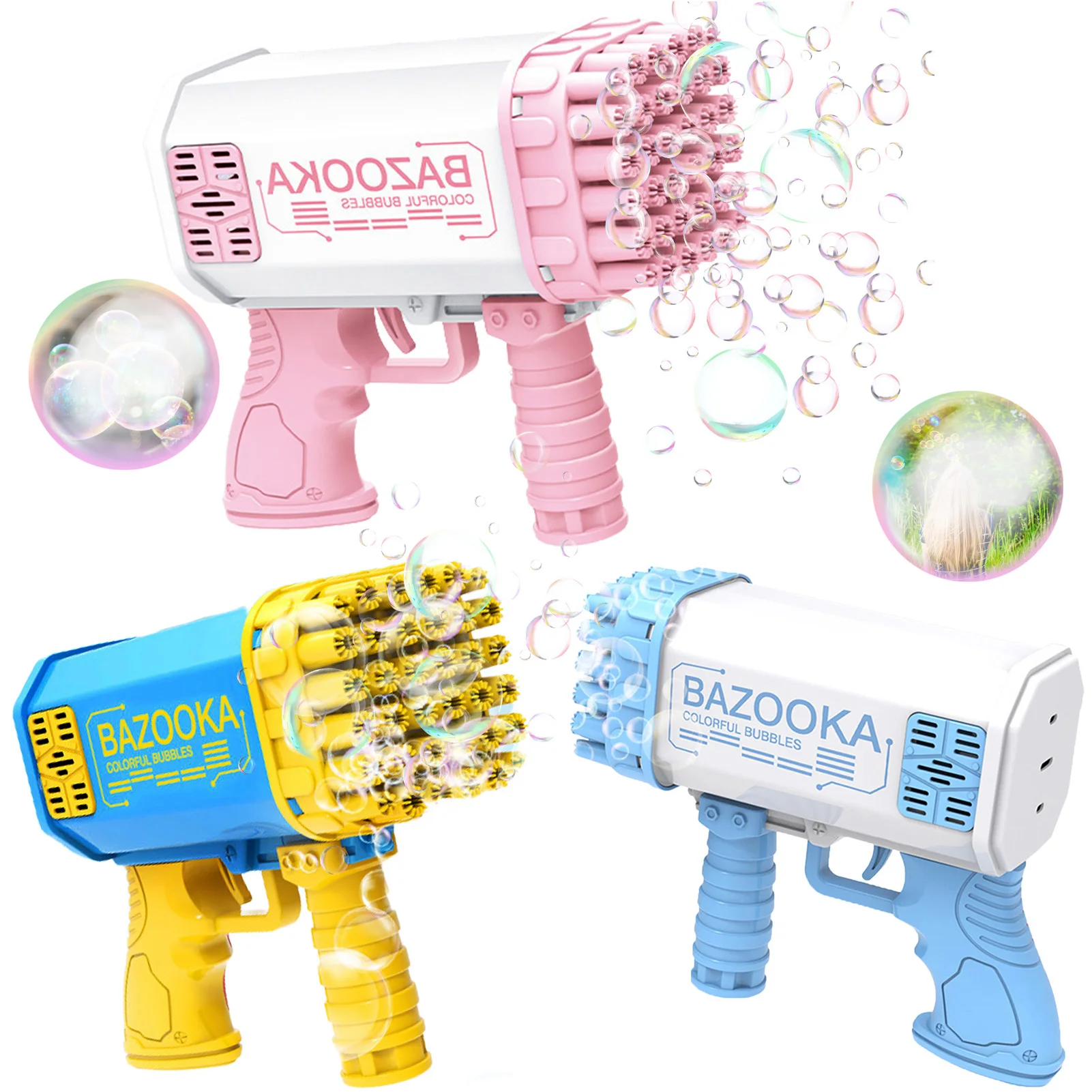 

36 Holes Bubble Blower For Toddlers Automatic Electric Bubble Guns Blaster Rocket Toys Detachable Multi-functional Bubbles