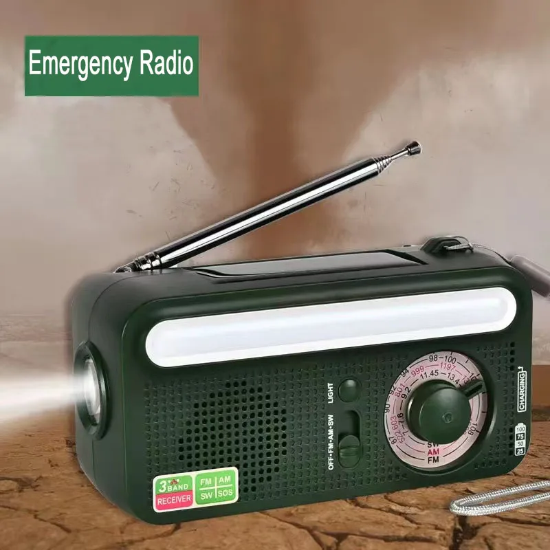 

Портативный радиоприемник FM AM SW, Ручной Динамо-радиоприемник на солнечной батарее, с фонариком, с коротковолновым приемником