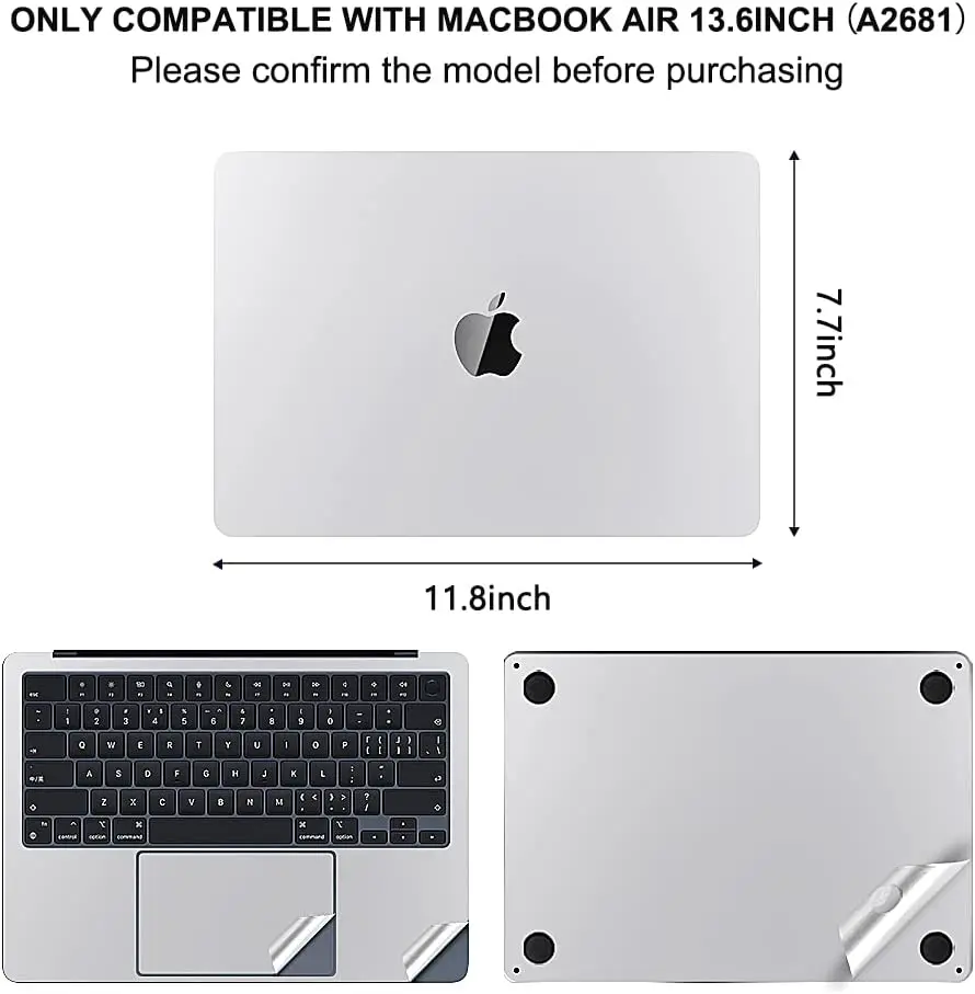 3-in-1 Laptop Cover Skin Sticker Decals Protective Palm Rest Touchpad Film For MacBook Air 2022 13.6" M2 A2681 images - 6