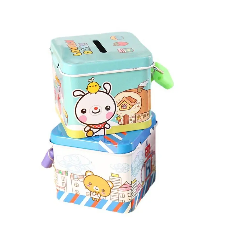 Милая мультяшная Копилка случайного цвета жестяная металлическая шкатулка для