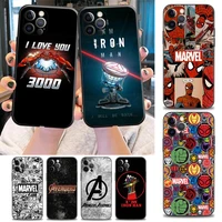marvel phone case for iphone 11 12 13 pro max 7 8 se xr xs max 5 5s 6 6s plus soft silicone case cover marvel logo iron man