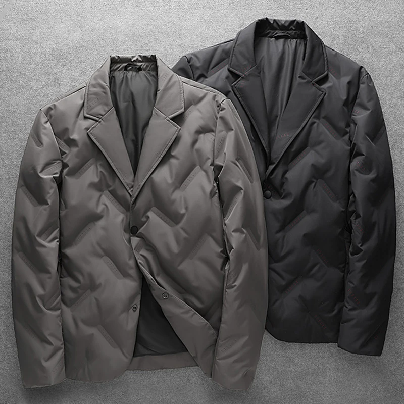 2022 Winter New Men's Suits Down Jacket 90% White Duck Down Fashion Lightweight Warm Business Casual Male Blazer Parka Coat