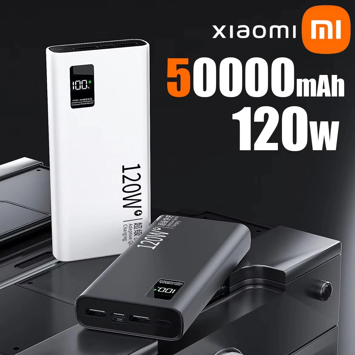 Xiaomi 50000 Power Bank высокой емкости 120 Вт Powerbank с быстрой зарядкой Портативное зарядное
