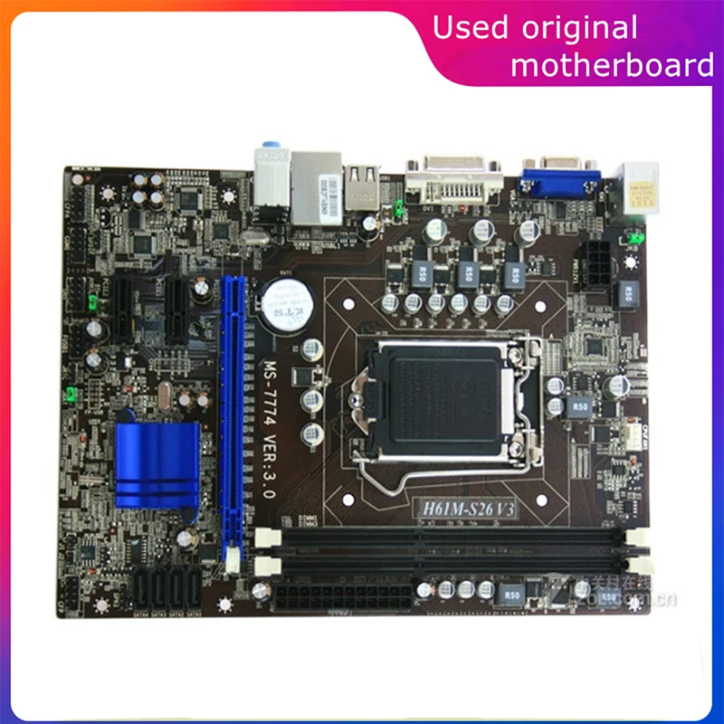 

For Intel H61 H61M-S26 V3 Used LGA 1155 Computer USB2.0 SATA2 Motherboard DDR3 16G Desktop Mainboard