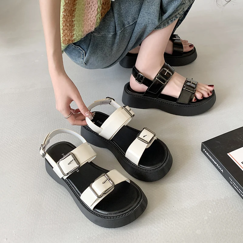 

Beach Sandal Woman Luxury Buckle 2022 Summer Clogs With Heel Female Shoe Espadrilles Platform Med Fashion Comfort Sports Thick G