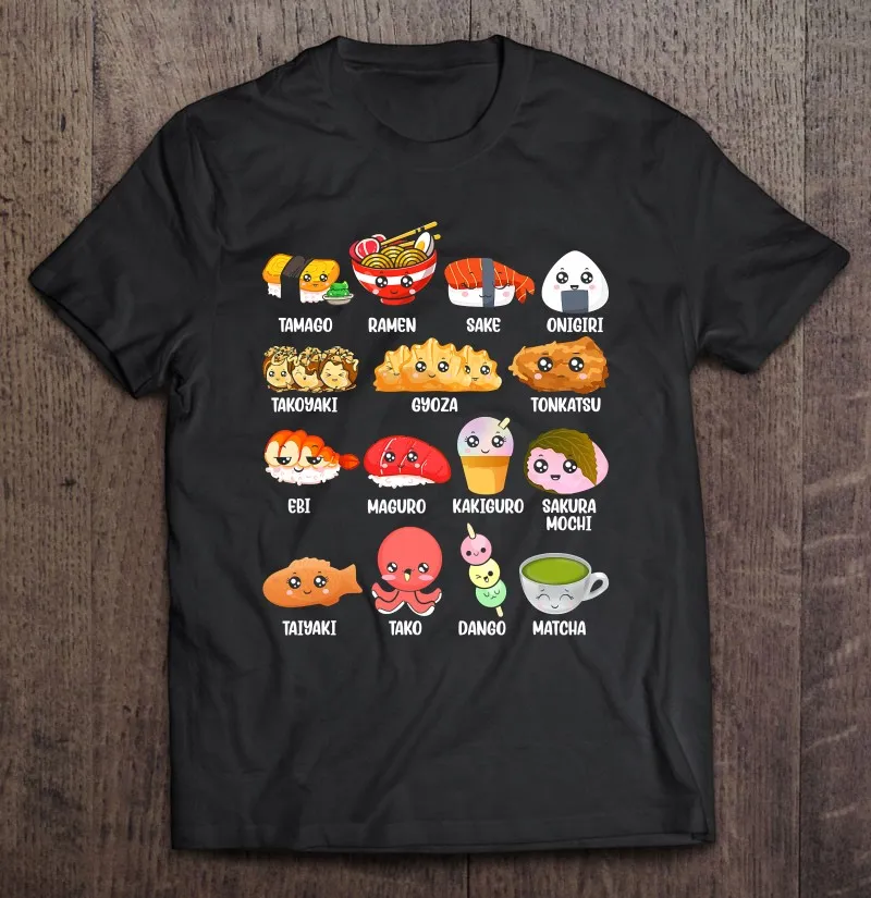 

Забавный японский Азиатский фанат еды кавайные рамен суши японская влюбленная футболка одежда мужская одежда топы футболки оверсайз женск...
