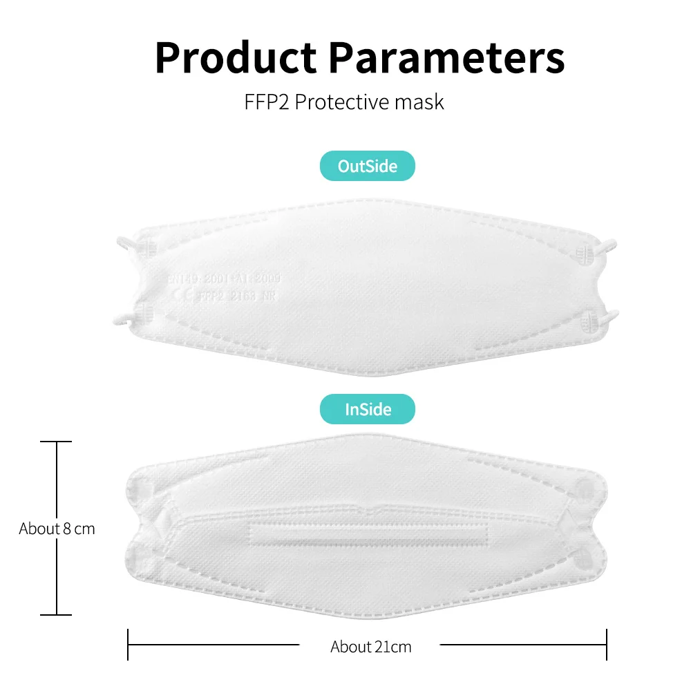 Mascherine FFP2 Сертификат CE FFP2mask 4-слойная Корейская маска KN95 для рыб взрослые маски FPP2