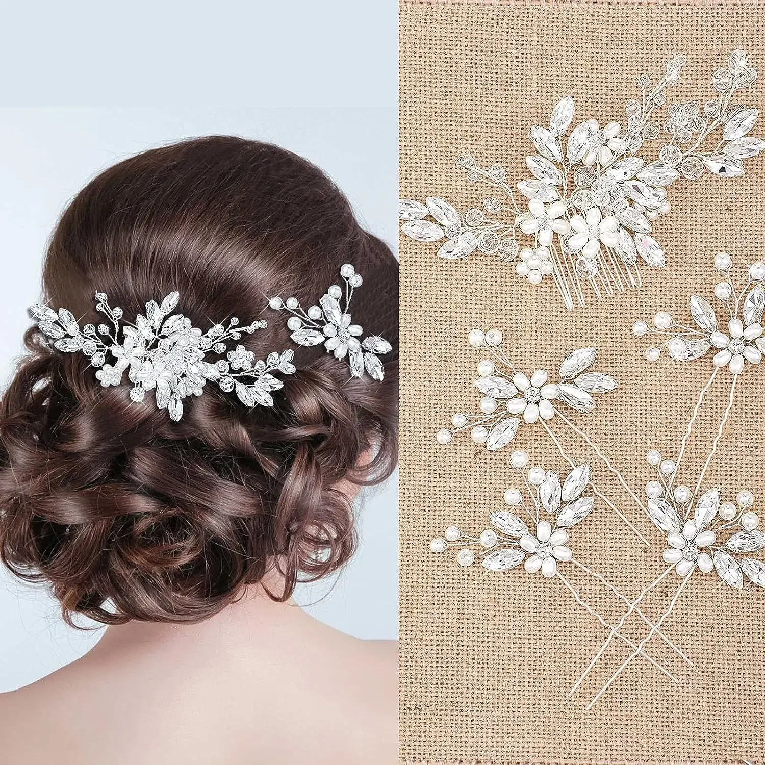 

Элегантная Свадебная заколка для волос, заколки для волос с цветком, свадебные жемчужные аксессуары для волос для девочек, 5 шт.