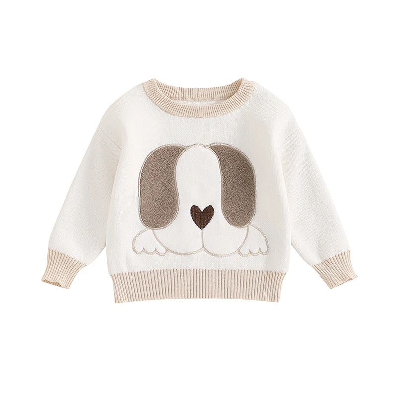 Свитер для маленьких девочек вязаный пуловер с длинным рукавом и круглым вырезом