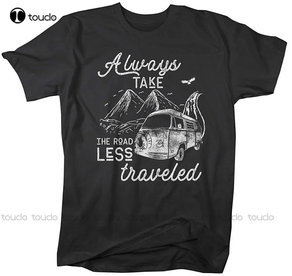 

Men'S Hipster Road Less Traveled T-Shirt Adventure Vintage Shirt in Summer Of Pop Cotton Man Tee Funny Tee Shirts