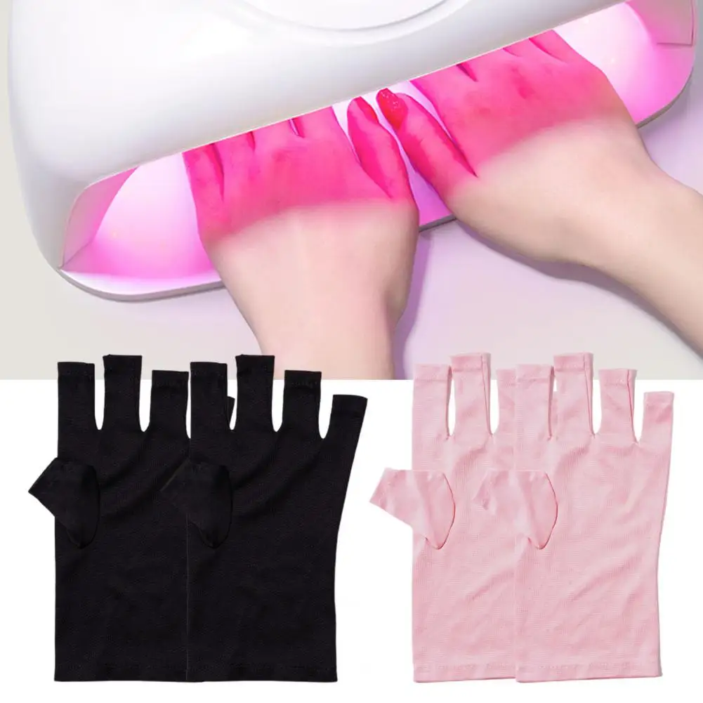 

1 Pair Fingerless Nail Gloves Elastic Breathable Professional Nail Art Skin Care Polyester Nail Lamp Light Anti UV Gloves Manicu
