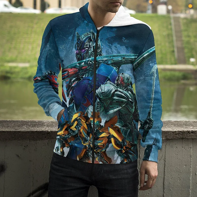

2022 Spring Autumn Transformers 3D Print Zip Up Hoodie Casual Men Women Children Fashion Long Sleeves Boy Girl Cool Zip Hoodie