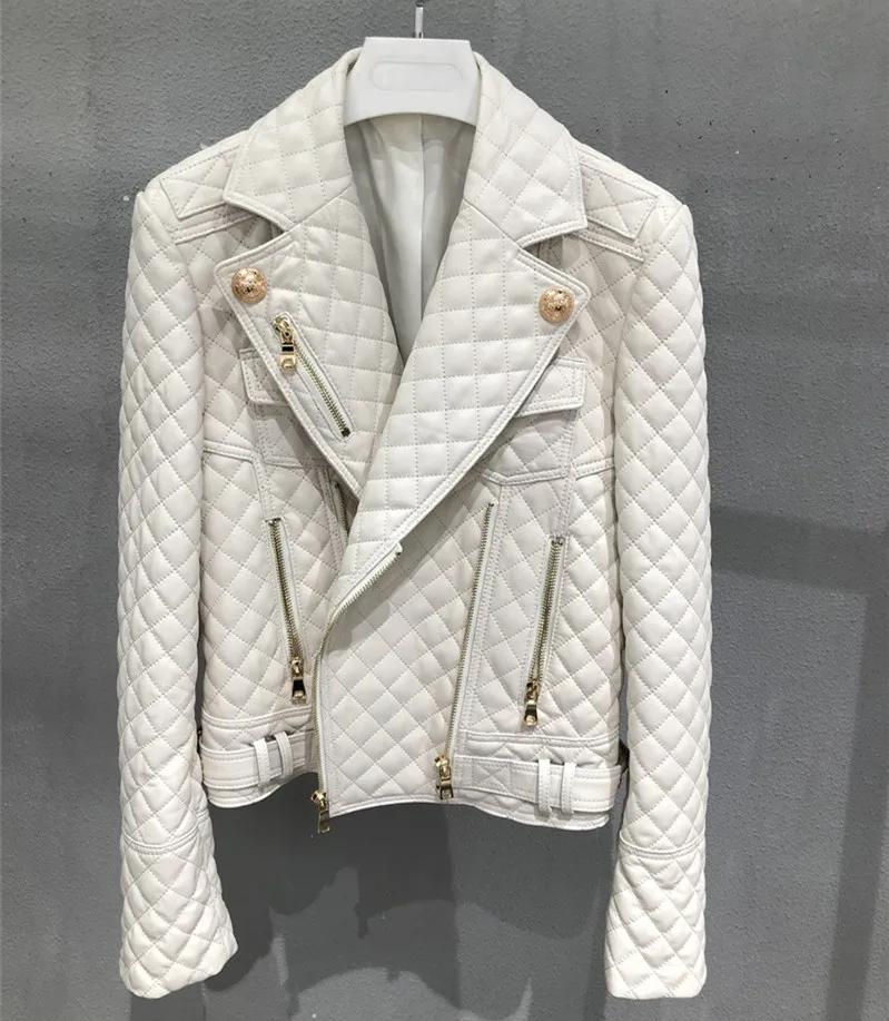 Women's Motorcycle Leather Jacket Spring Autumn New Slim Genuine Sheepskin Coat Casual Lady Fashion Outerwear