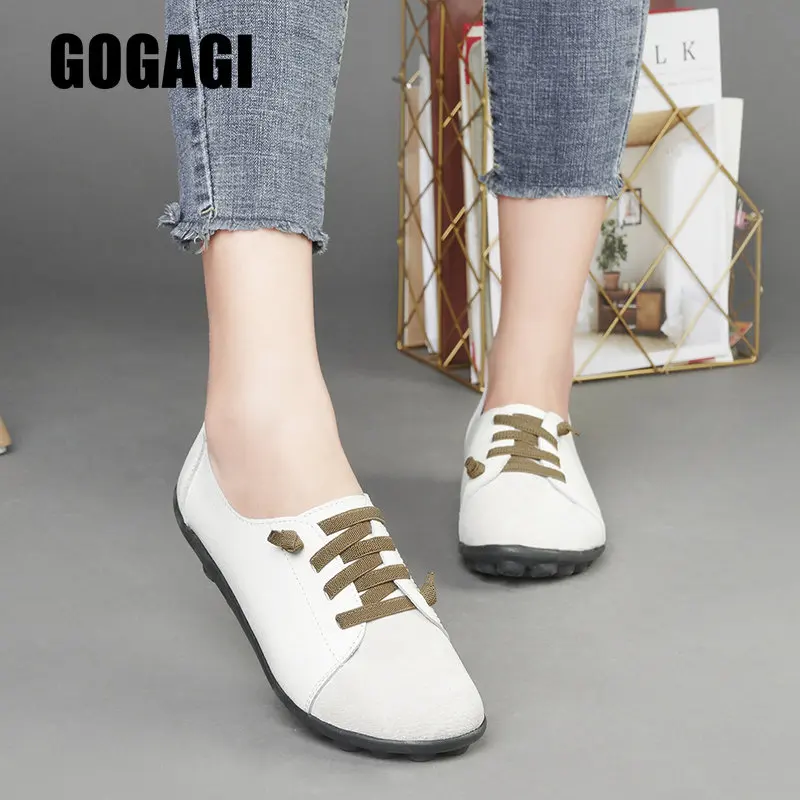 

Женские повседневные кожаные туфли размера плюс 35-44, женские новые туфли на плоской подошве, женские лоферы с мягкой подошвой, мокасины на ш...