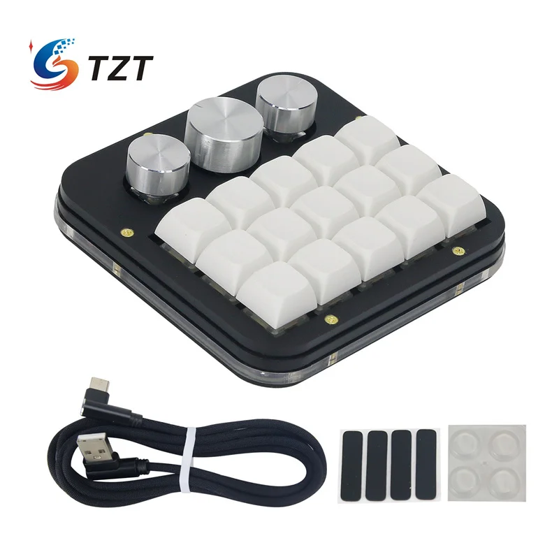 

Клавиатура TZT HamGeek Macro на заказ, механическая клавиатура (черный корпус и разноцветная искусственная кожа/без искусственной кожи) с 15 клавишами + 3 ручками