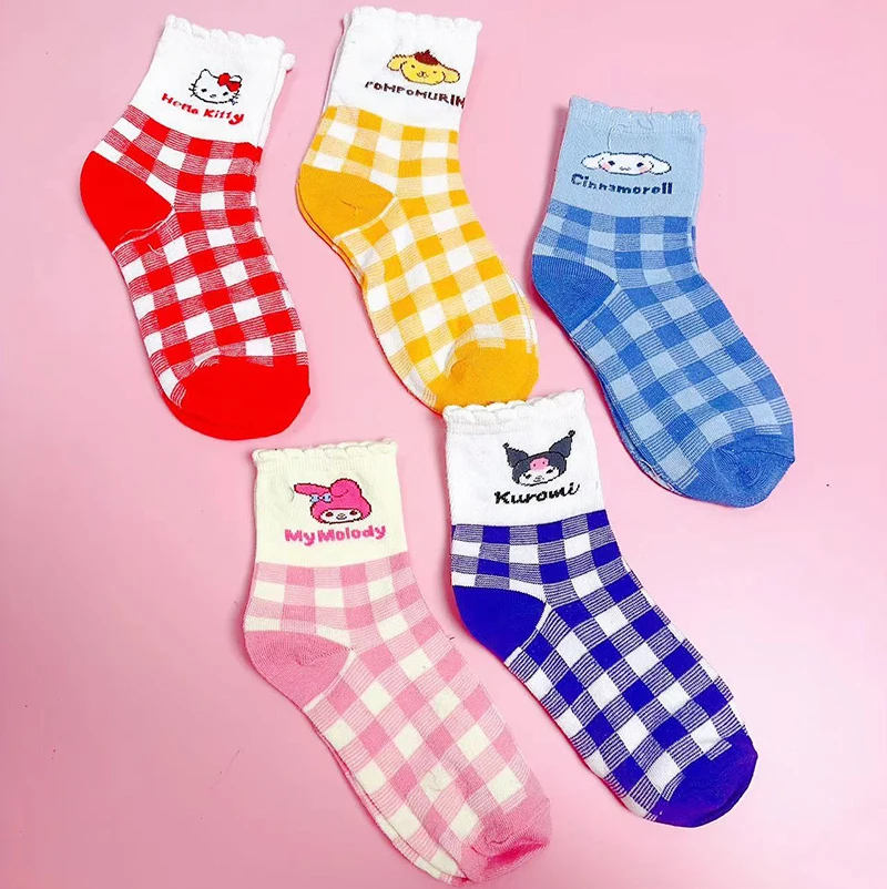 

Kawaii Sanrios Women Cotton Socks Cute Anime Cartoon Hello Kitty Kuromi Purin Dog Melody Soft Comfortable Ankle Socks Girls Gift