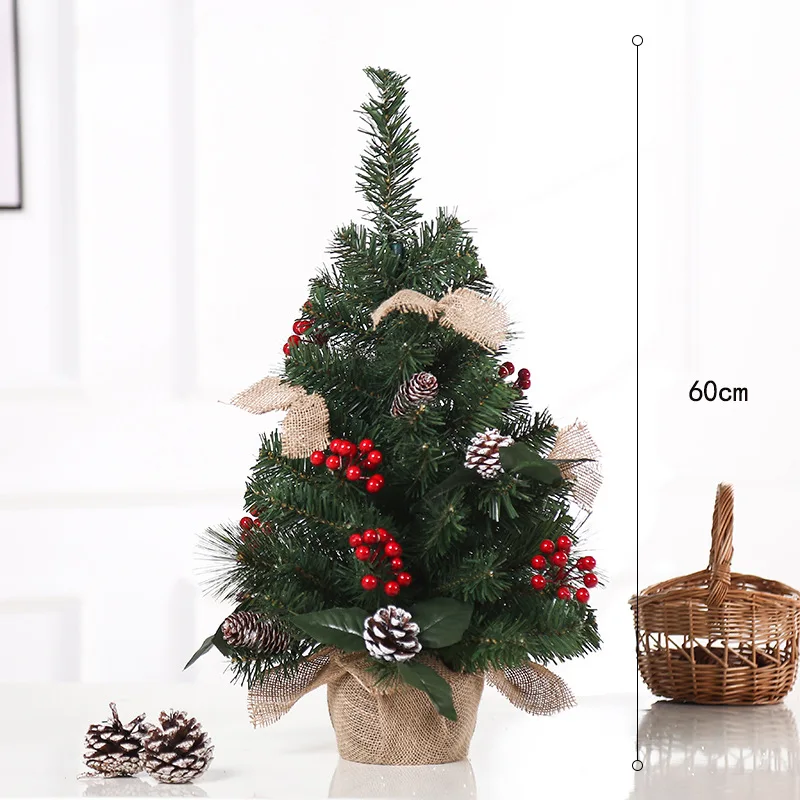 

30-60cm pine pin PVC mixed christmas tree Christmas decoration supplies linen butterfly knot red fruit jewelry tree