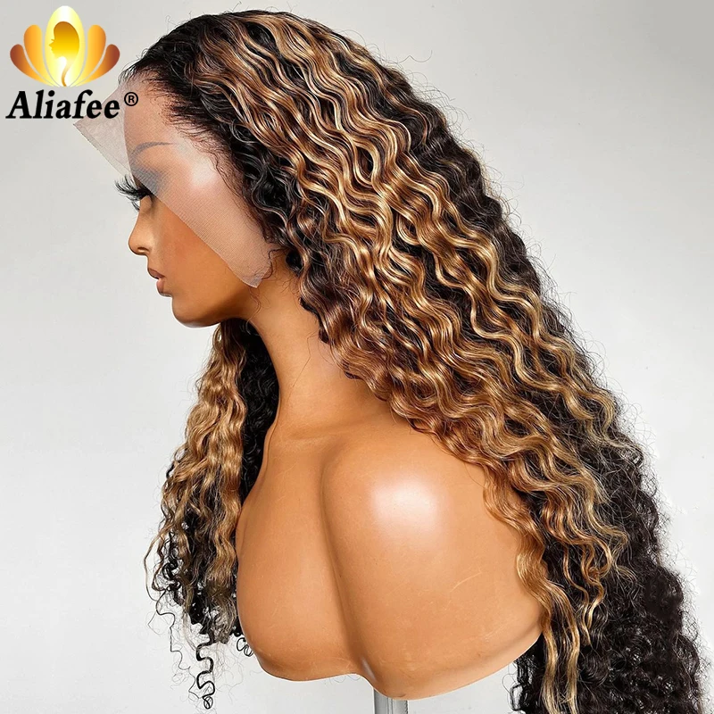 

Парик из кудрявых человеческих волос HD 13x 6, парики из натуральных волос на сетке спереди, предварительно выщипанные медово-светлые кудрявые...