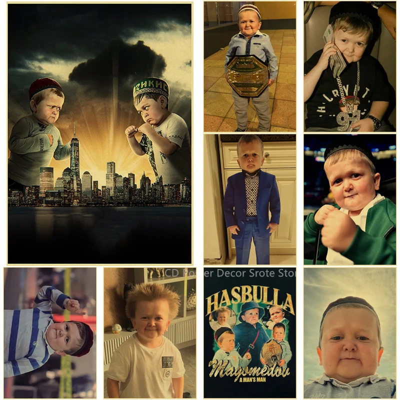 Винтажные постеры Hasbulla, ретро постер, мини-Khabib, блоггер, графические принты, крафт-бумага, комната, домашний декор, картина