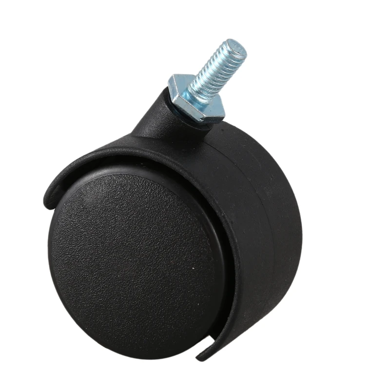 6mm Threaded Stem 40mm Dual Wheel Rotatable Caster Black | Furniture Casters