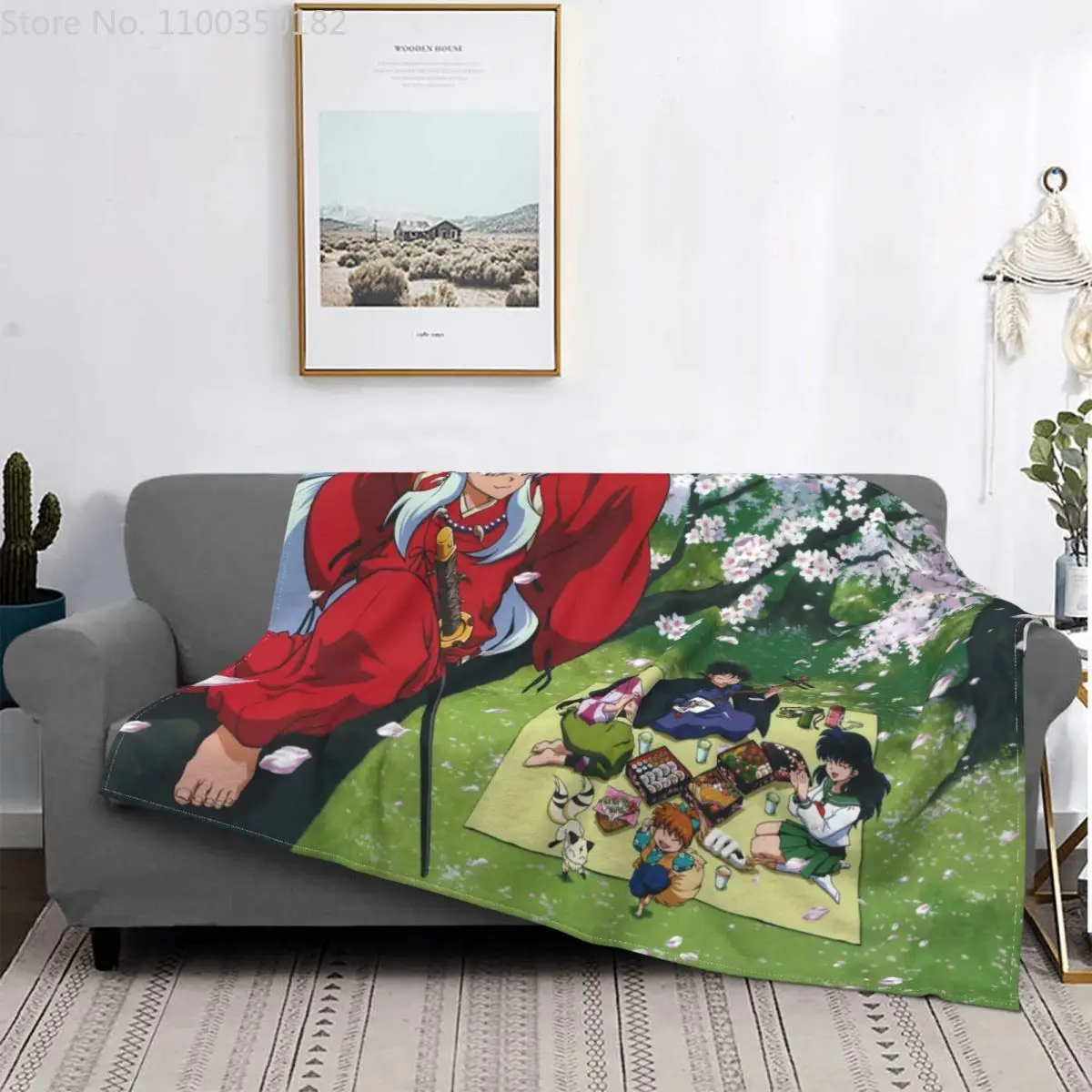 

Classical Japanese Anime Inuyasha Blanket 3D Cartoon Printed Blanket Anime Character Blanket Flannel Blankets Sofa Blanket Decor