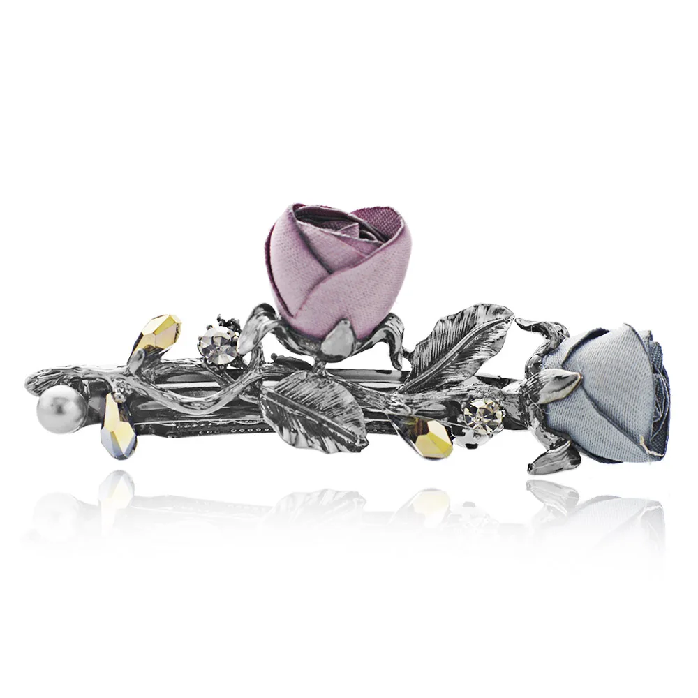 Высокая яркость изысканный цветок для волос заколка из ткани с розовым